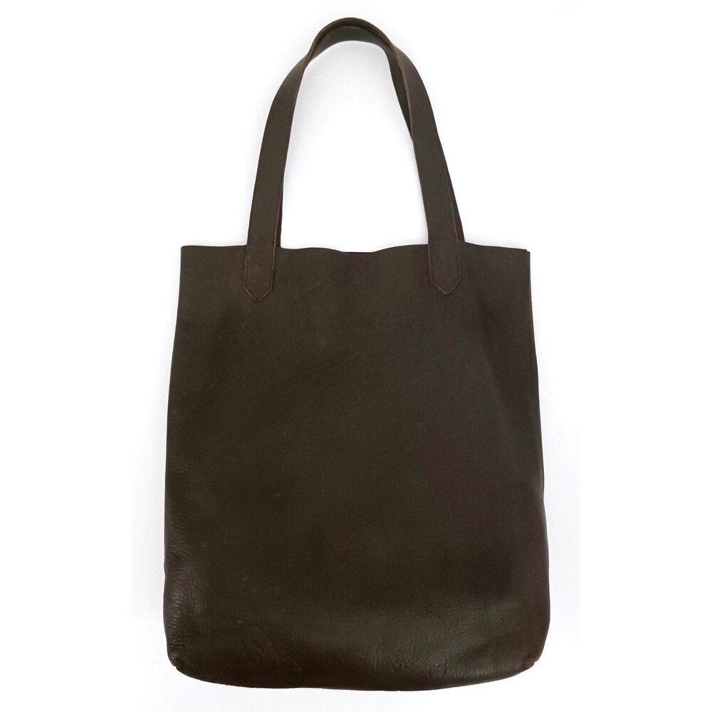 Kamara Artisan Leather Tall Tote Bag Chocolate Brown Pebbled Leather 12X4X15